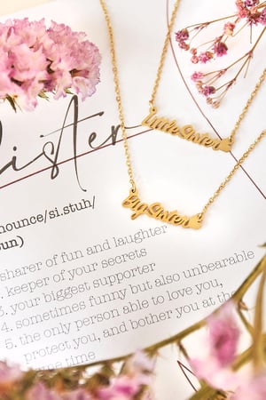 Necklace Big Little Sister Silver Color Stainless Steel h5 Picture3